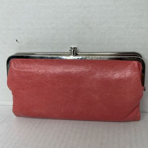Hobo Lauren peach leather double frame clutch/wallet NWT - Picture 2 of 11
